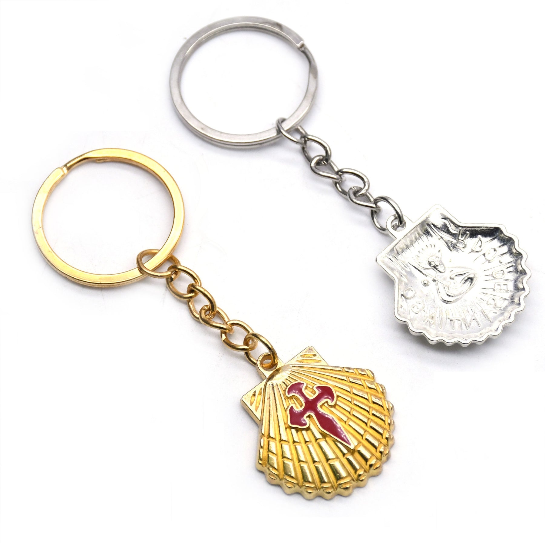 Knights Templar Commandery Keychain - Gold Cross Shell Cross Pendant - Bricks Masons