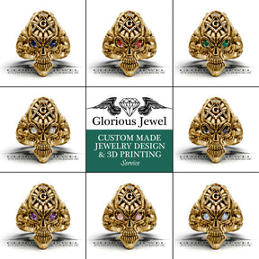 Master Mason Blue Lodge Ring - Skull Shape Various Colors & Materials - Bricks Masons