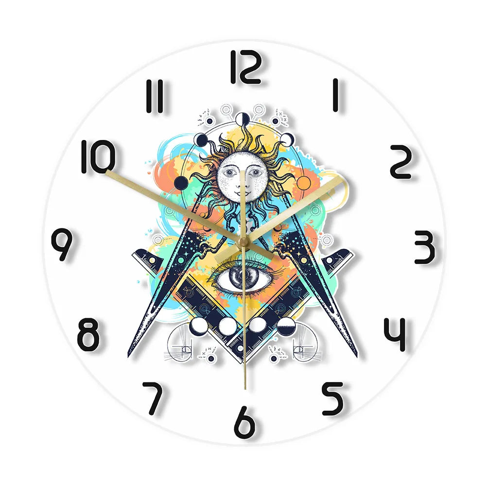 Master Mason Blue Lodge Clock - LED Printed All Seeing Eye - Bricks Masons