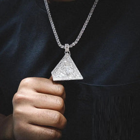 Eye Of Providence Necklace - Triangle Egyptian Pyramid Iced Out - Bricks Masons