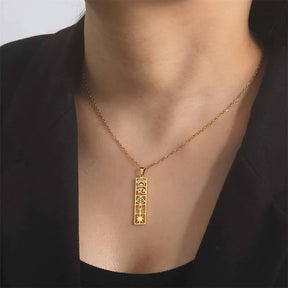 Ancient Egypt Necklace - Hieroglyphs Cartouche Stainless Steel - Bricks Masons