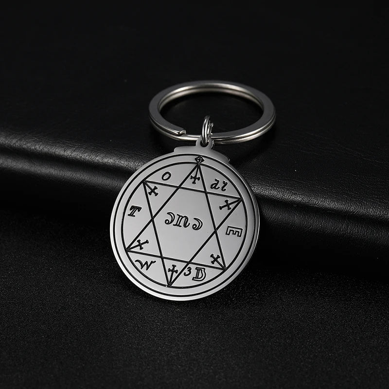 Ancient Israel Keychain - The Seal of Solomon Star of David Stainless Steel - Bricks Masons