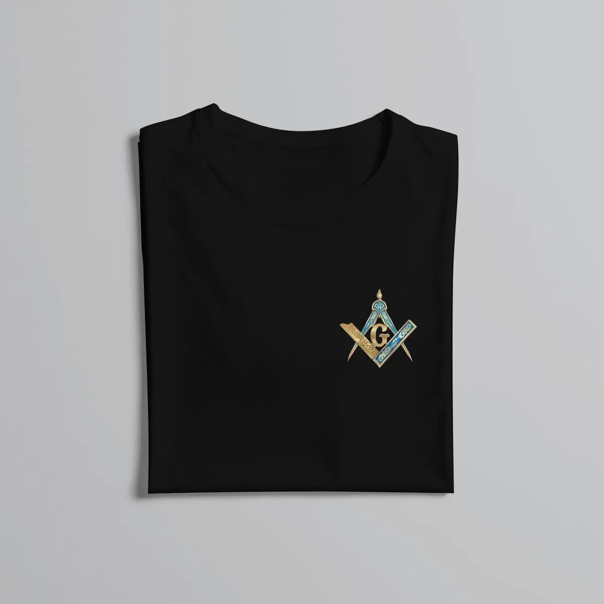 Master Mason Blue Lodge T-Shirt - Blue  Gold Square Compass Polyester