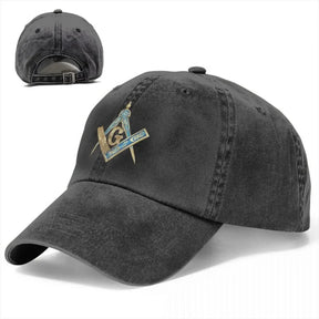 Master Mason Blue Lodge Baseball Cap - Blue & Gold Square Compass