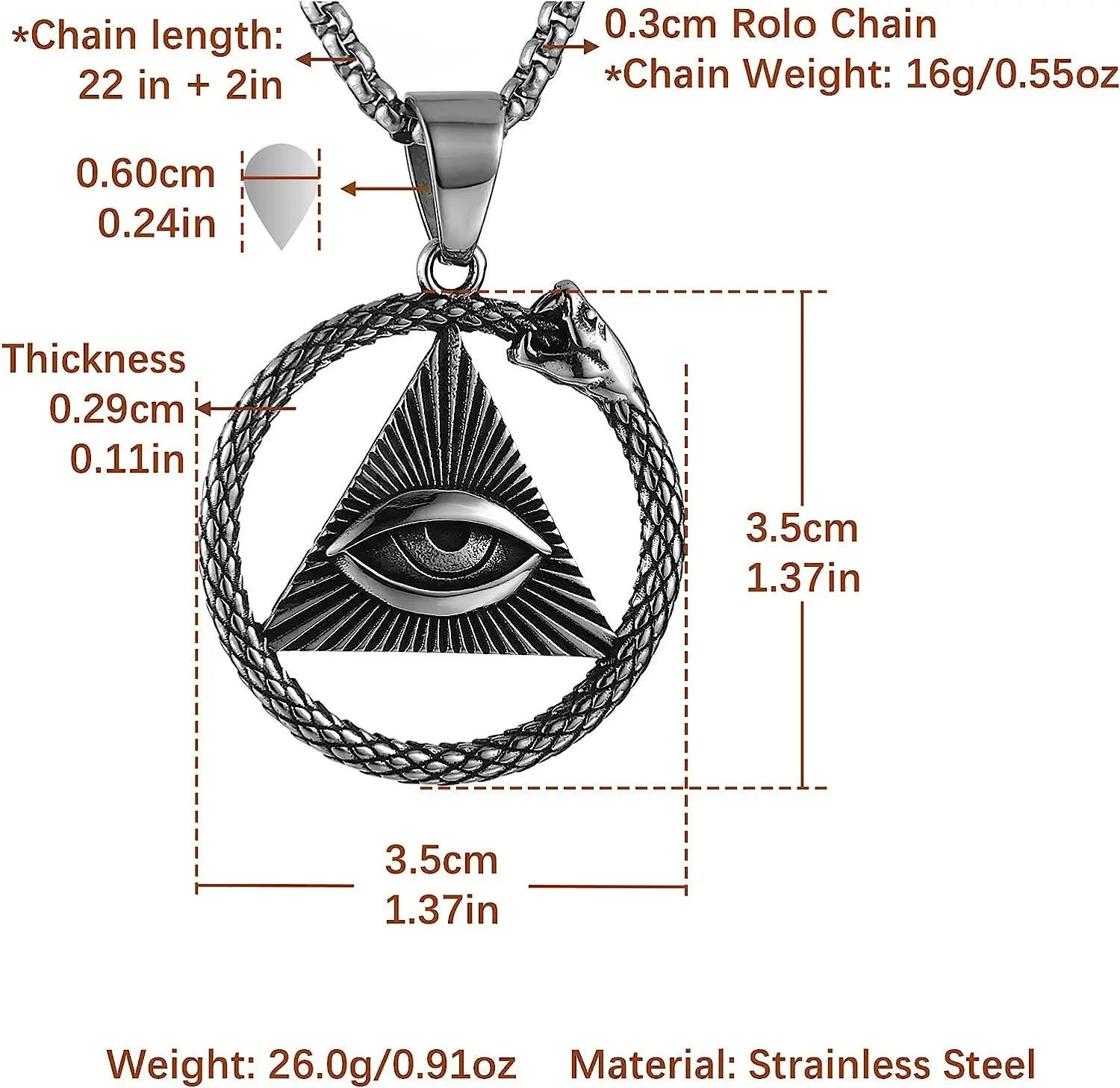 Eye Of Providence Necklace - Men Stainless Steel - Bricks Masons