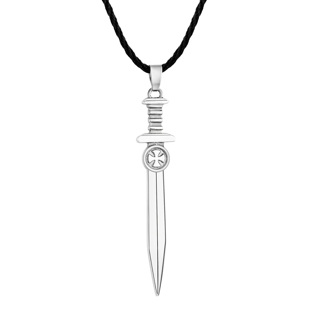 Knights Templar Commandery Necklace - Stainless Steel Medieval Sword - Bricks Masons