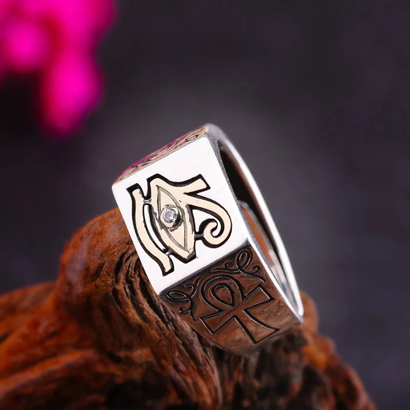 Masonic Ring - Zinc Alloy Eye Of Horus (Adjustable Size) - Bricks Masons