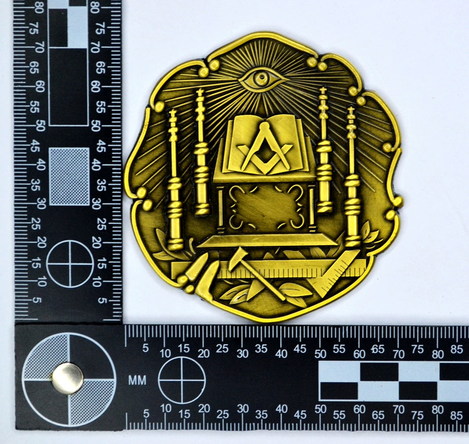 Master Mason Blue Lodge Car Emblem - Bronze Square & Compass Lodge - Bricks Masons