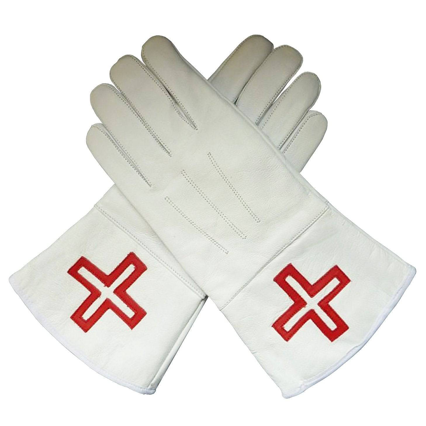 St. Thomas of Acon Gauntlet - White Leather with Red Cross