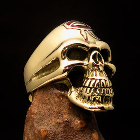 Ancient Egypt Keychain - Red Eye of Horus Skull Solid Brass - Bricks Masons