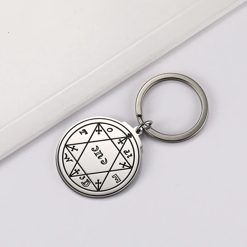Ancient Israel Keychain - The Seal of Solomon Star of David Stainless Steel - Bricks Masons