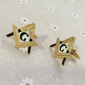 Apprentice Blue Lodge Cufflink - A Classic Gold Black - Bricks Masons