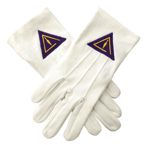 Council Gloves - White Cotton with Royal & Select Emblem - Bricks Masons