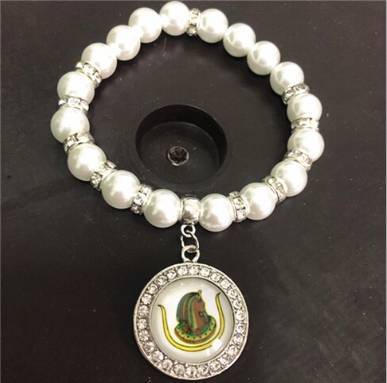 DOI Bracelet - 10mm Charm Glass Bead - Bricks Masons