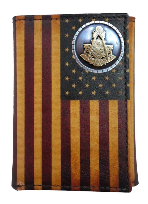 Past Master Blue Lodge Wallet - United States Flag - Bricks Masons
