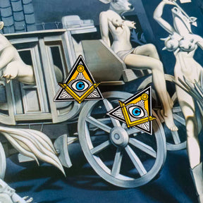 Eye Of Providence Brooch - Pair Of Square And Compass Triangle Shaped Brooch - Bricks Masons
