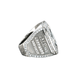 Master Mason Blue Lodge Ring - White Gold Plated With Rhinestones - Bricks Masons