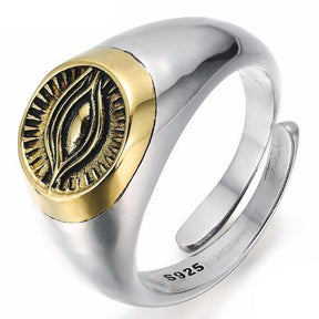 Eye Of Providence Ring - Classic Golden Eye Resizable 925 Sterling Silver - Bricks Masons