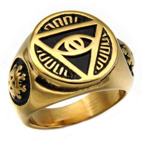 Eye Of Providence Ring - Pyramid Classic Golden - Bricks Masons