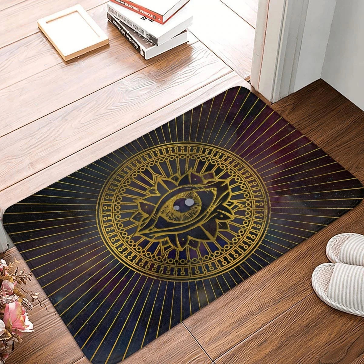 Eye Of Providence Rug - Non-slip Golden Eye - Bricks Masons