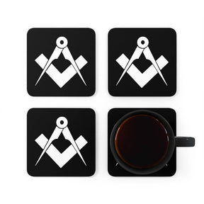 Master Mason Blue Lodge Coaster - 4 Pieces Square & Compass Set