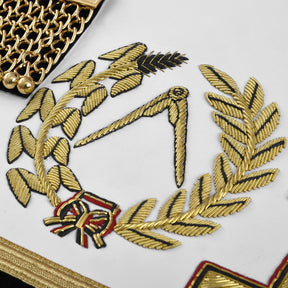 Grand Inspector Apron - Blue Velvet With Gold Hand Embroidery Bullion - Bricks Masons