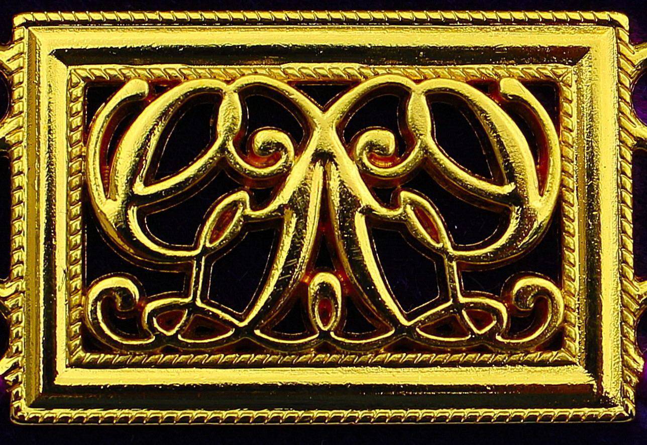 Grand Officers Blue Lodge Chain Collar - Gold Plated On Blue Velvet - Bricks Masons