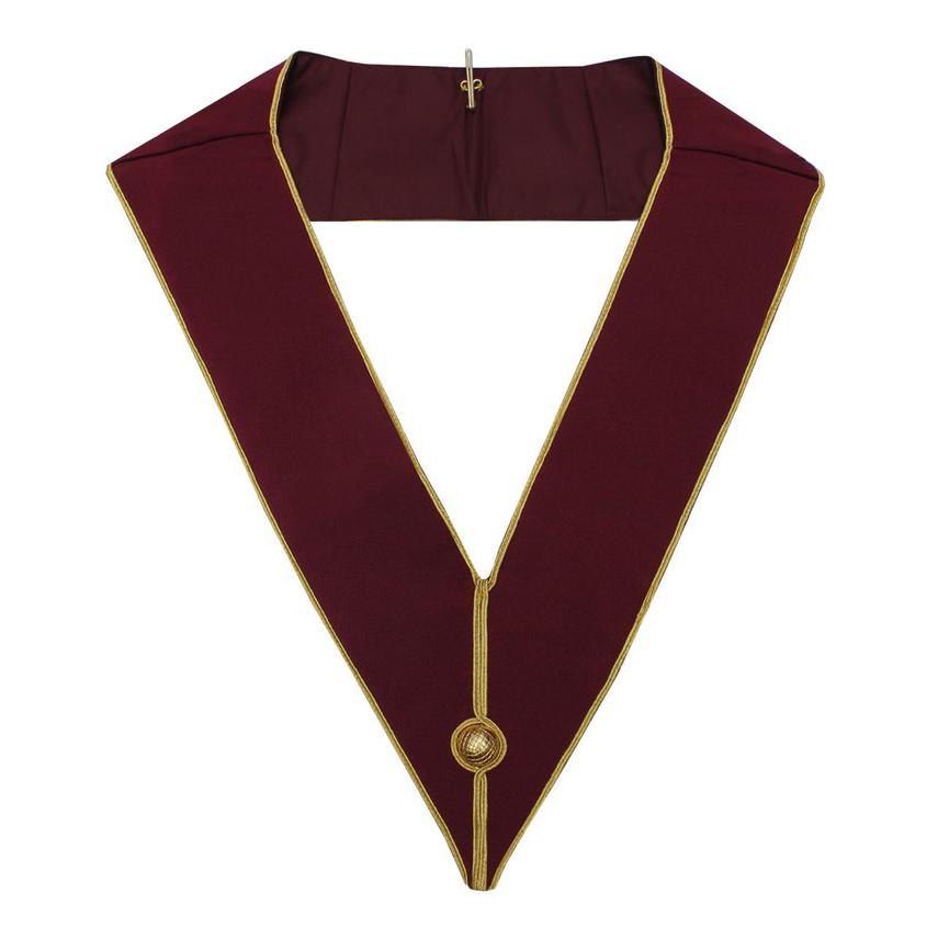 Grand Steward Craft English Regulation Collar - Maroon with Gold Edges - Bricks Masons