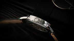 Master Mason Blue Lodge Wristwatch - Silver Skeleton & Green Leather Strap - Bricks Masons