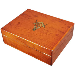 Master Mason Blue Lodge Jewelry Box - Rosewood Square & Compass G - Bricks Masons