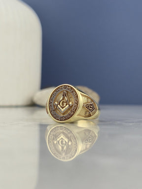 Master Mason Blue Lodge Ring - Square & Compass G with Eye of Providence - Bricks Masons