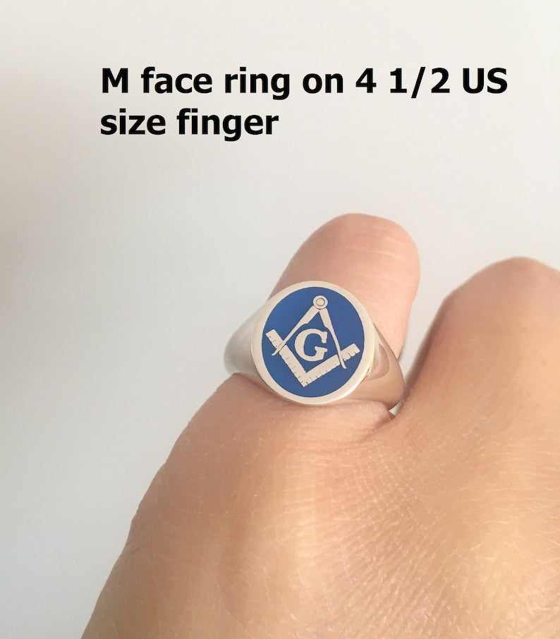 Master Mason Blue Lodge Ring - Sterling Silver & Blue Enamel - Bricks Masons