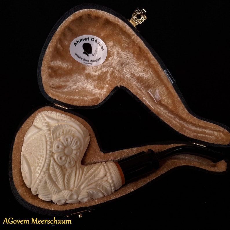 Shriners Meerschaum Pipe - Handmade Beewax With Fitter Hard Case - Bricks Masons
