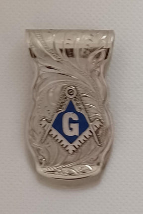 Master Mason Blue Lodge Money Clip - Silver & Blue Nickel Square & Compass G - Bricks Masons