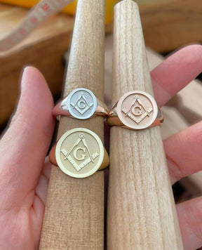 Master Mason Blue Lodge Ring - Gold Plated 925 Sterling Silver Various Sizes - Bricks Masons