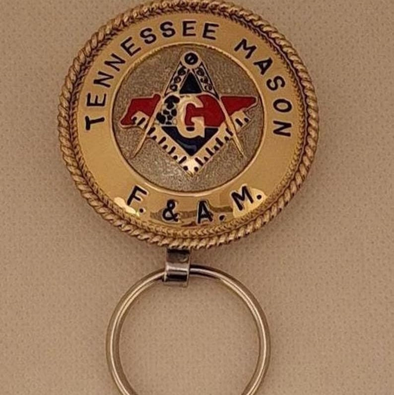 Master Mason Blue Lodge Keychain - Tennessee State Mason Square & Compass G - Bricks Masons
