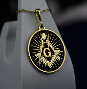 Master Mason Blue Lodge Necklace – Gold & Black Customizable - Bricks Masons