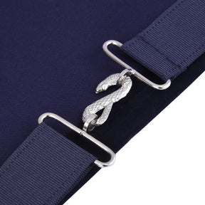 Junior Deacon Blue Lodge Officer Apron - Dark Blue With Silver Hand Embroidery Bullion - Bricks Masons