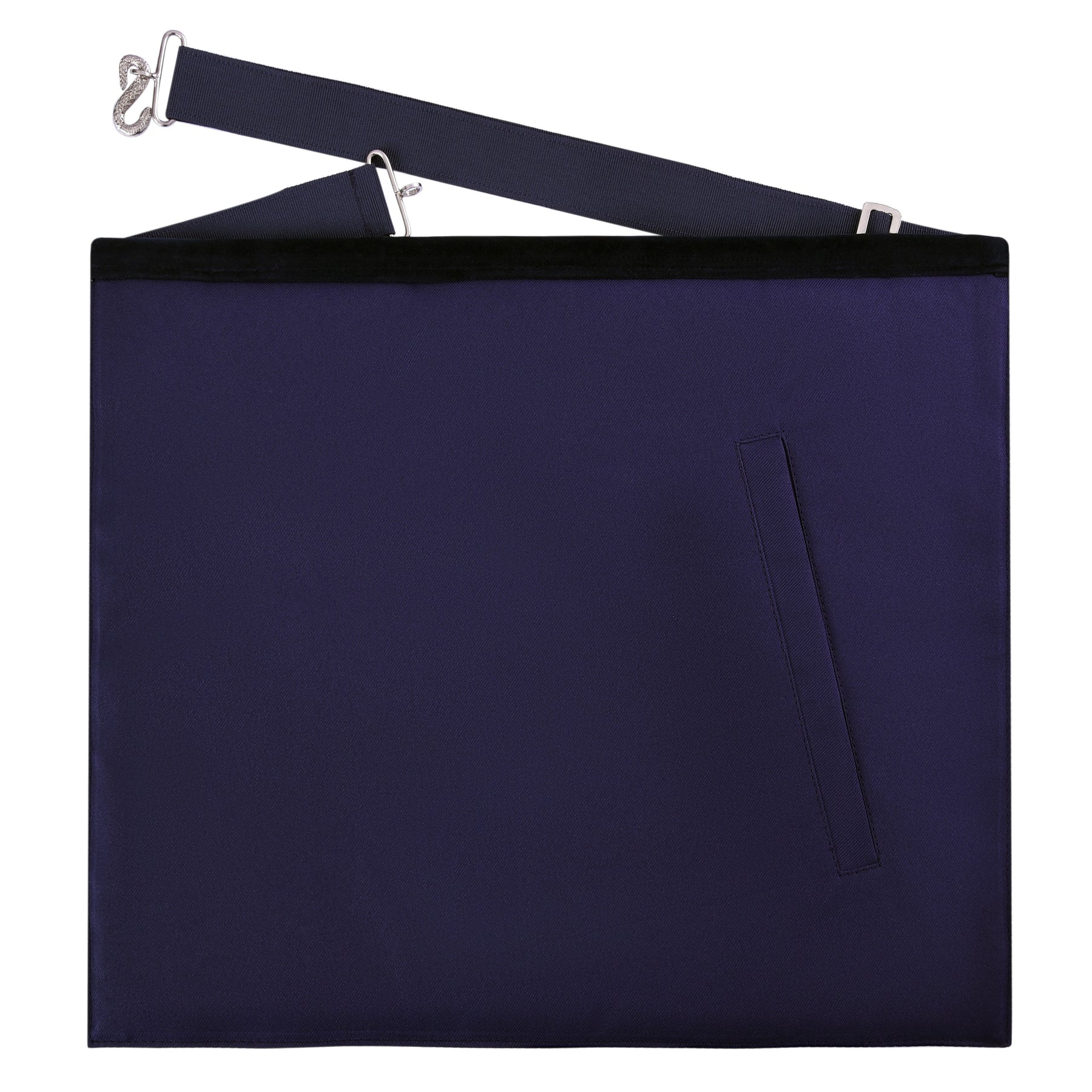 Junior Steward Blue Lodge Officer Apron - Navy Velvet With Silver Embroidery Thread - Bricks Masons