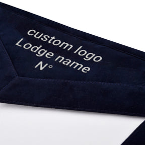 Junior Steward Blue Lodge Officer Apron - Navy Velvet With Silver Embroidery Thread - Bricks Masons