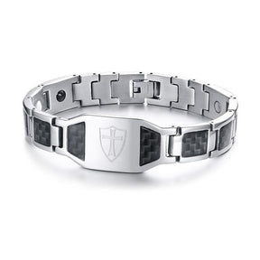 Knights Templar Bracelet - Cross Carbon Fiber Magnetic - Bricks Masons