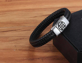 Knights Templar Bracelet - Cross Genuine Leather - Bricks Masons
