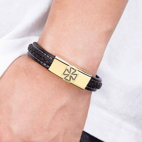 Knights Templar Bracelet - Cross Magnetic Leather (Gold/Silver/Black) - Bricks Masons