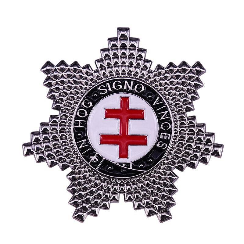 Knights Templar Lapel Pin - IN HOC SIGNO VINCES Silver - Bricks Masons