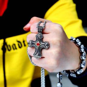 Knights Templar Necklace - Silver Konstantine Cross - Bricks Masons