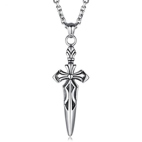 Knights Templar Necklace - Silver Titanium Steel - Bricks Masons