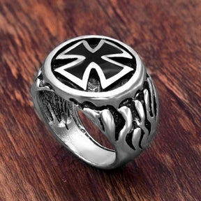Knights Templar Ring - Fire Cross - Bricks Masons