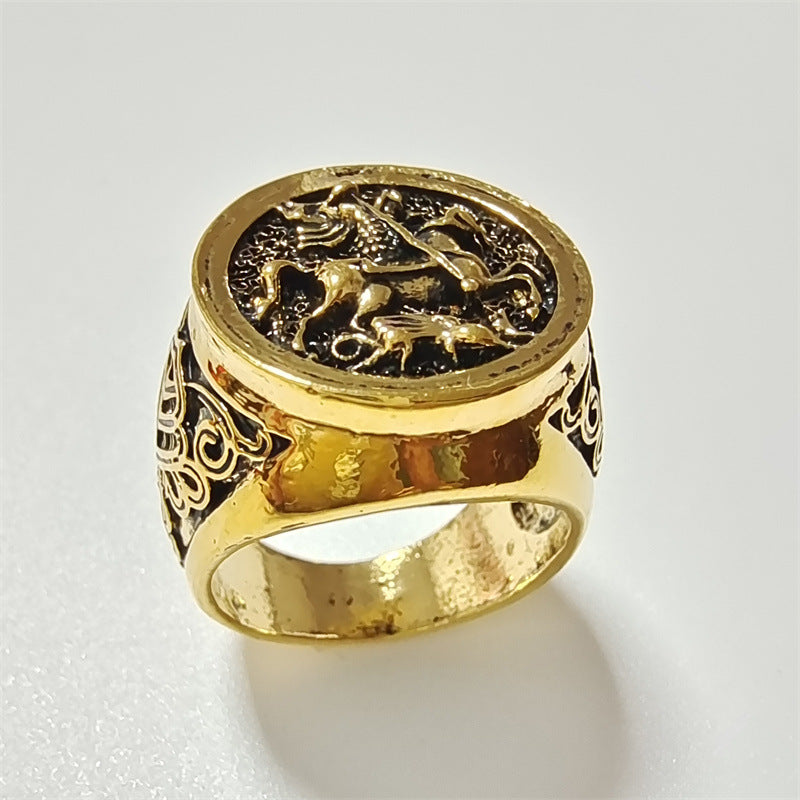 Knights Templar Commandery Ring - Gold Plated Knight - Bricks Masons
