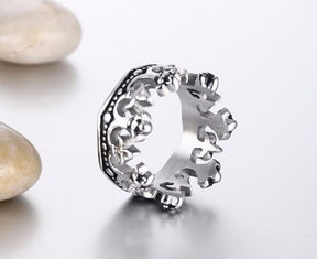 Knights Templar Ring - Royal Crown King Knight Fleur De Lis Cross Vintage - Bricks Masons