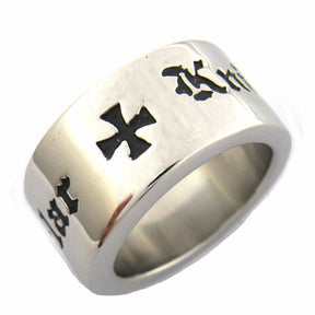 Knights Templar Ring - Stainless Steel With Cross - Bricks Masons